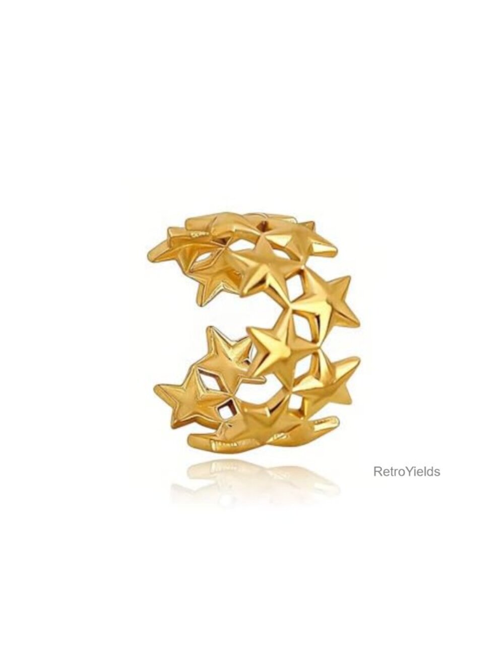 Star Open Ring Women Men Punk Chunky Gothic Stackable Adjustable Zinc